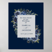 Poster Dusty Blue Navy Champagne Mariage d'ivoire (Devant)
