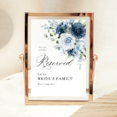 Poster Dusty Blue & Navy Reserved Sign 5x7 Wedding Decor