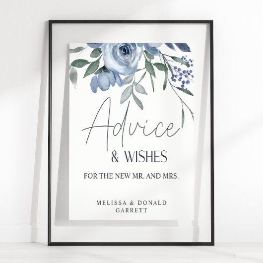 Poster Dusty Blue Roses Fleurs Mariages Conseils et souha