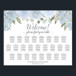 Poster Dusty Blue Rustic Roses 25 Table Seating Chart<br><div class="desc">Ce tableau de sièges mariage peut accueillir 250 convives à 25 tables avec 10 places par table. Le design est d'inspiration bohème, agrémenté de roses d'aquarelle peints à la main, de fleurs et de fleurs aux tons bleu poussiéreux, agrémenté de feuilles d'eucalyptus vert sauge et de feuillage verdoyant. Le titre,...</div>