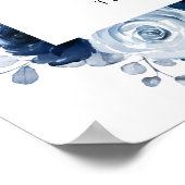 Poster Dusty Blue Slate Navy Botanique Cartes & Cadeaux (Coin)