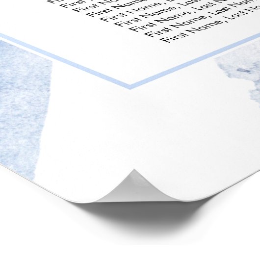 Poster Dusty Blue Succulents Greenery Seating Chart (Coin)