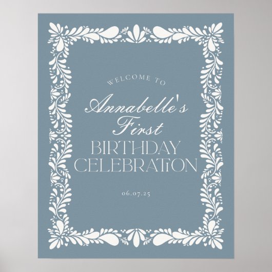 Poster Dusty Blue Talavera Fiesta Welcome (Devant)