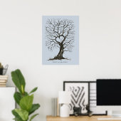 Poster Dusty Blue Thumb Print Tree Mariage Livre d'invité (Bureau à domicile)