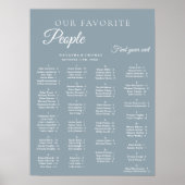 Poster Dusty Blue Wedding Alphabetical Seating Chart (Devant)