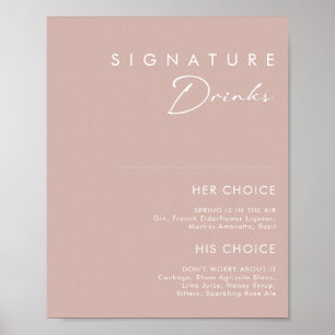 Poster Dusty Boho   Panneau de Boissons Signature Rose