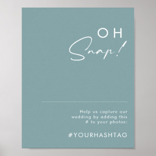 Poster Dusty Boho Panneau de hashtag de mariage Blue Oh