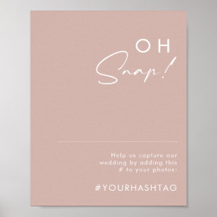 Poster Dusty Boho Panneau de hashtag de mariage Rose Oh