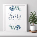 Poster Dusty Eucalyptus Simple Aquarelle Foliage Faveurs<br><div class="desc">Eucalyptus favorise le signe avec la calligraphie élégante et l'eucaluptus feuilles. Design botanique simple et sobre avec aquarelle feuillage et verdure dans un bleu gris-bleu poussiéreux vert. Parfait pour les eucalyptus et la mariage à thème de verdure botanique, douche nuptiale, baby shower etc. Veuillez naviguer dans mon magasin - collection...</div>
