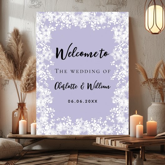 Poster Dusty lavender snowflakes wedding welcome sign