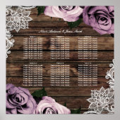 Poster Dusty Mauve Floral Rose Rustic Bois de siège graph (Devant)