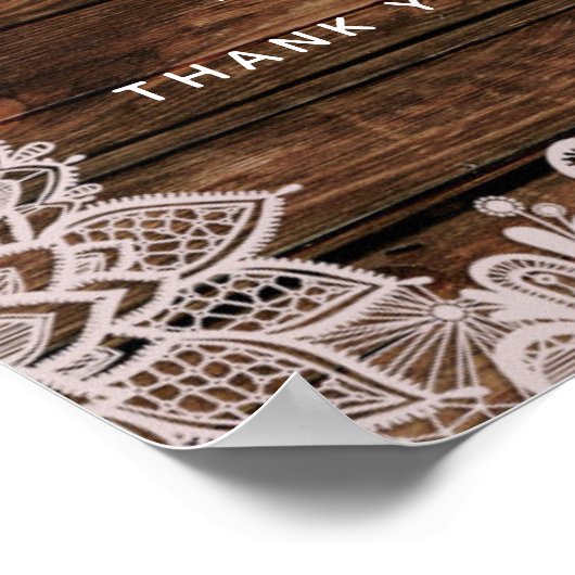 Poster Dusty Mauve Floral Rose Rustique Mariage dentelle  (Coin)