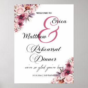 Poster Dusty Pink 'Bienvenue à notre dîner de répétition'
