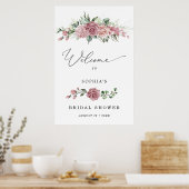 Poster Dusty Pink Floral Bridal Shower Welcome  (Cuisine)