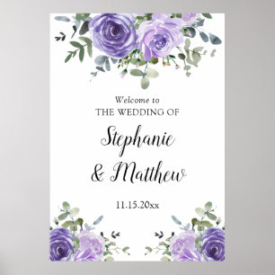 Poster Dusty Purple Eucalyptus Mariage botanique Bienvenu