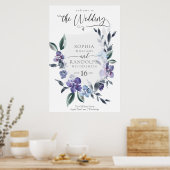Poster Dusty Purple Floral Garden Invitation de mariage, (Cuisine)