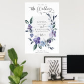 Poster Dusty Purple Floral Garden Invitation de mariage, (Bureau à domicile)