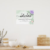 Poster Dusty Purple Peony Rose vert Feuille Mariage (Cuisine)