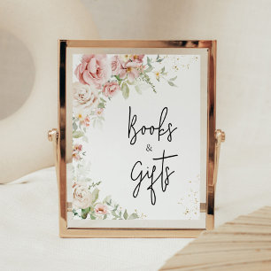 Poster Dusty rose Baby shower floral Livres et cadeaux