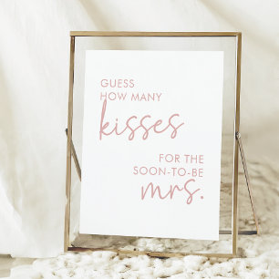 Poster Dusty rose & blanc minimaliste Combien de baisers