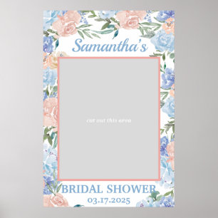 Poster Dusty rose et bleu Floral photo Prop Frame Boho