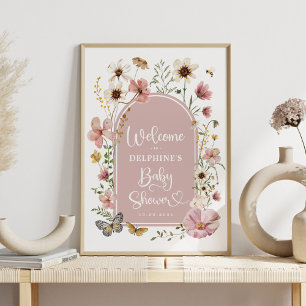 Poster Dusty rose Fleur sauvage bébé en fleurs Douche Bie