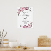Poster Dusty Rose Floral Blush Rose Mauve Mariage Bienven (Cuisine)