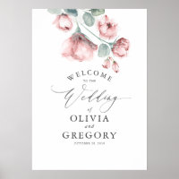 Dusty Rose Floral Élégant Mariage Bienvenue