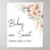 Poster Dusty rose Floral Greenery Les bébés sont doux (Devant)