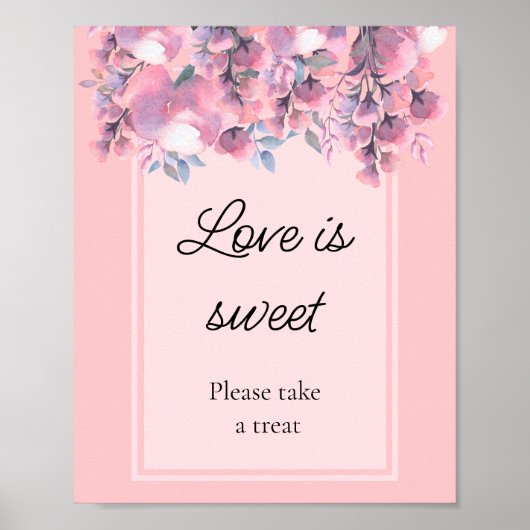 Poster Dusty Rose Floral l'amour est douceur nuptiale (Devant)