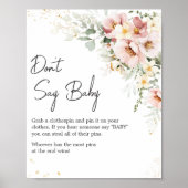 Poster Dusty rose floral verdure Ne pas dire bébé (Devant)