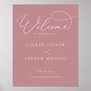 Poster Dusty Rose Minimalist Welcome to Our Wedding Sign