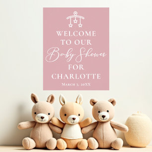 Poster Dusty Rose rose chic Baby shower personnalisé