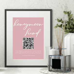 Poster Dusty Rose rose Mariage fonds Lune de miel Code QR