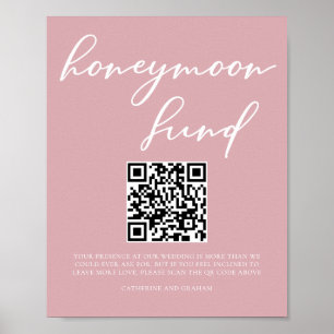 Poster Dusty Rose rose Mariage fonds Lune de miel Code QR