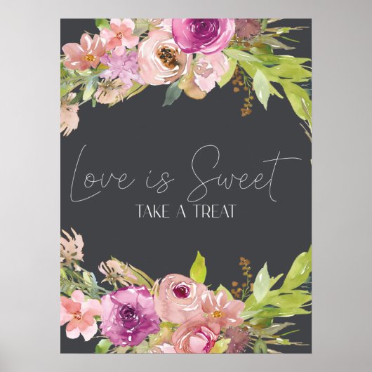 Poster Dusty rose violet Mariage L'amour est doux Faveur (Devant)