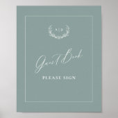 Poster Dusty Sage Guest Book Wedding Table Sign Decor (Devant)