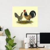 Poster Dutch Bantam : Quail bleu (Bureau à domicile)