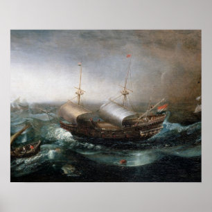 Poster Dutch Merchant Vessels and a Smalschip Accompanied