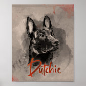 Poster Dutch Shepherd - Illustration utchie (Devant)