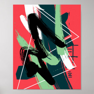 Poster Dynamic Abstract Brushstroke Composition