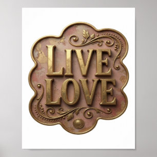 Poster Dynamic Gold VIVEZ AMOUR Conception Moderne