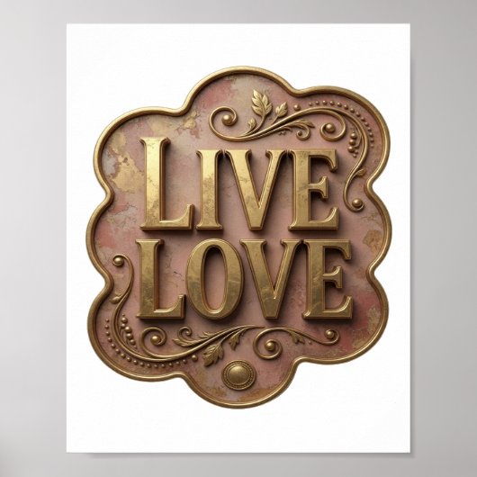 Poster Dynamic Gold VIVEZ AMOUR Conception Moderne (Devant)