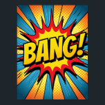 Poster Dynamic Pop Art 'BANG' ! Style comique<br><div class="desc">Cette affiche capte l'énergie brute et explosive d'une scène classique d'action de bande dessinée. Les déchiquetées, les éclairs dynamiques et les couleurs à contraste élevé créent une onde de choc visuelle, célébrant le moment de l'impact. C'est un hommage moderne au style audacieux et graphique de Pop Art des années 1960,...</div>