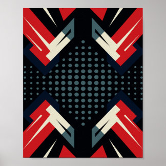 Poster Dynamic Red and Black Arrows Pattern