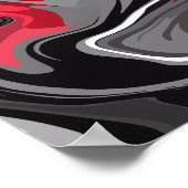 Poster Dynamic Red, Black, white and gray Abstract Waves (Coin)