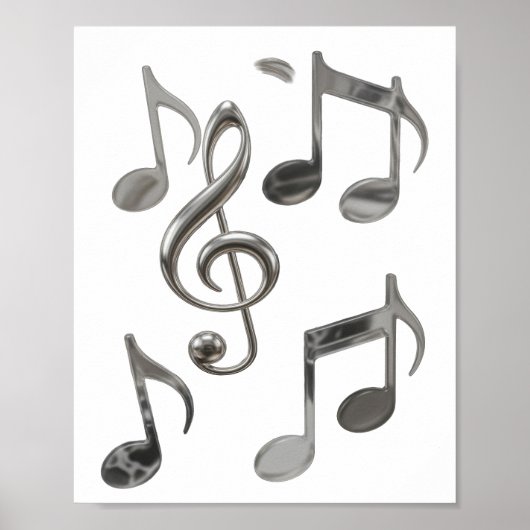 Poster Dynamic Silver NOTES DE MUSIQUE Design Bold (Devant)
