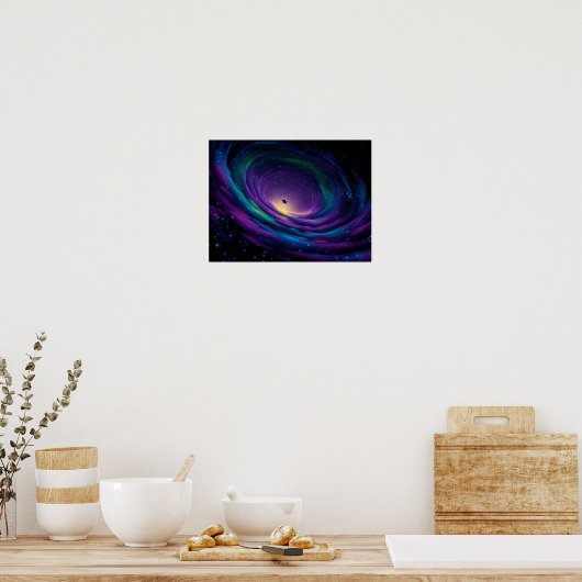 Poster Dynamic Swirling Galaxy Vortex with Central Astron (Cuisine)
