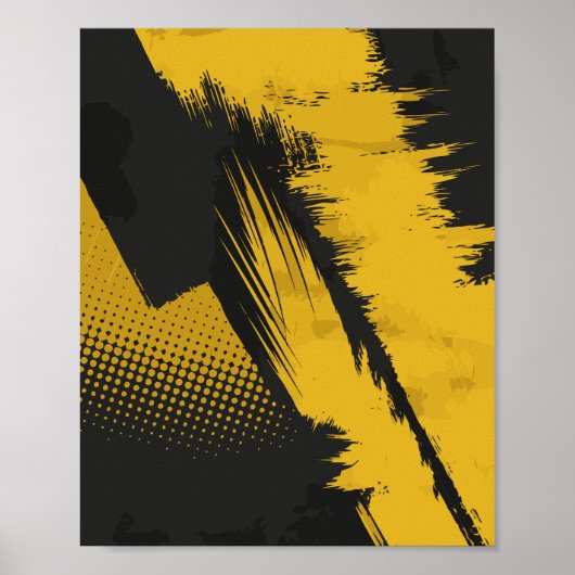 Poster Dynamic Yellow Paint over Dark Surface (Devant)