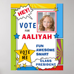 Poster Dynamique Cartoon Comic Style de livre Voting scho